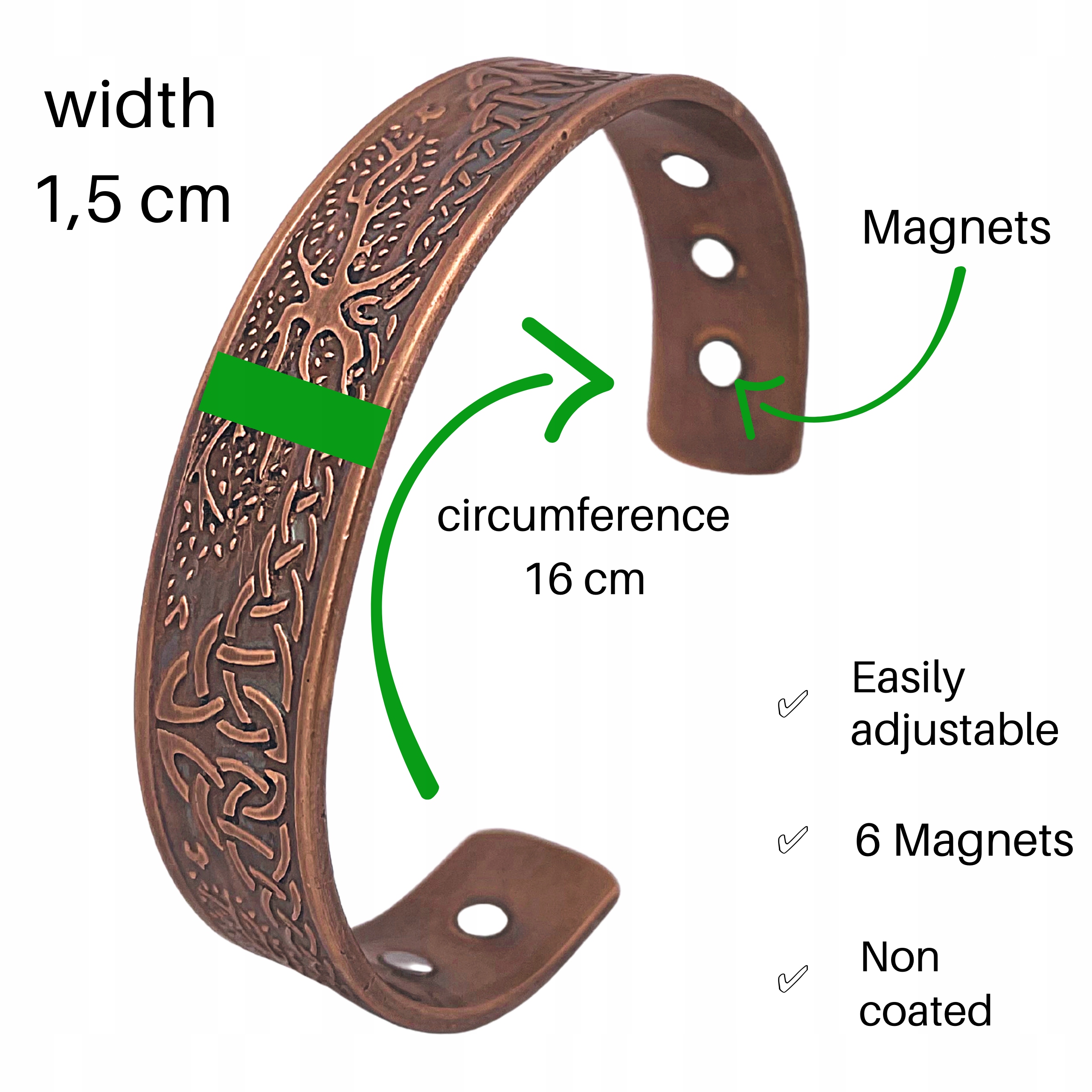 Bransoletka Miedziana Magnetyczna Zdrowotna 025 - obrazek 2
