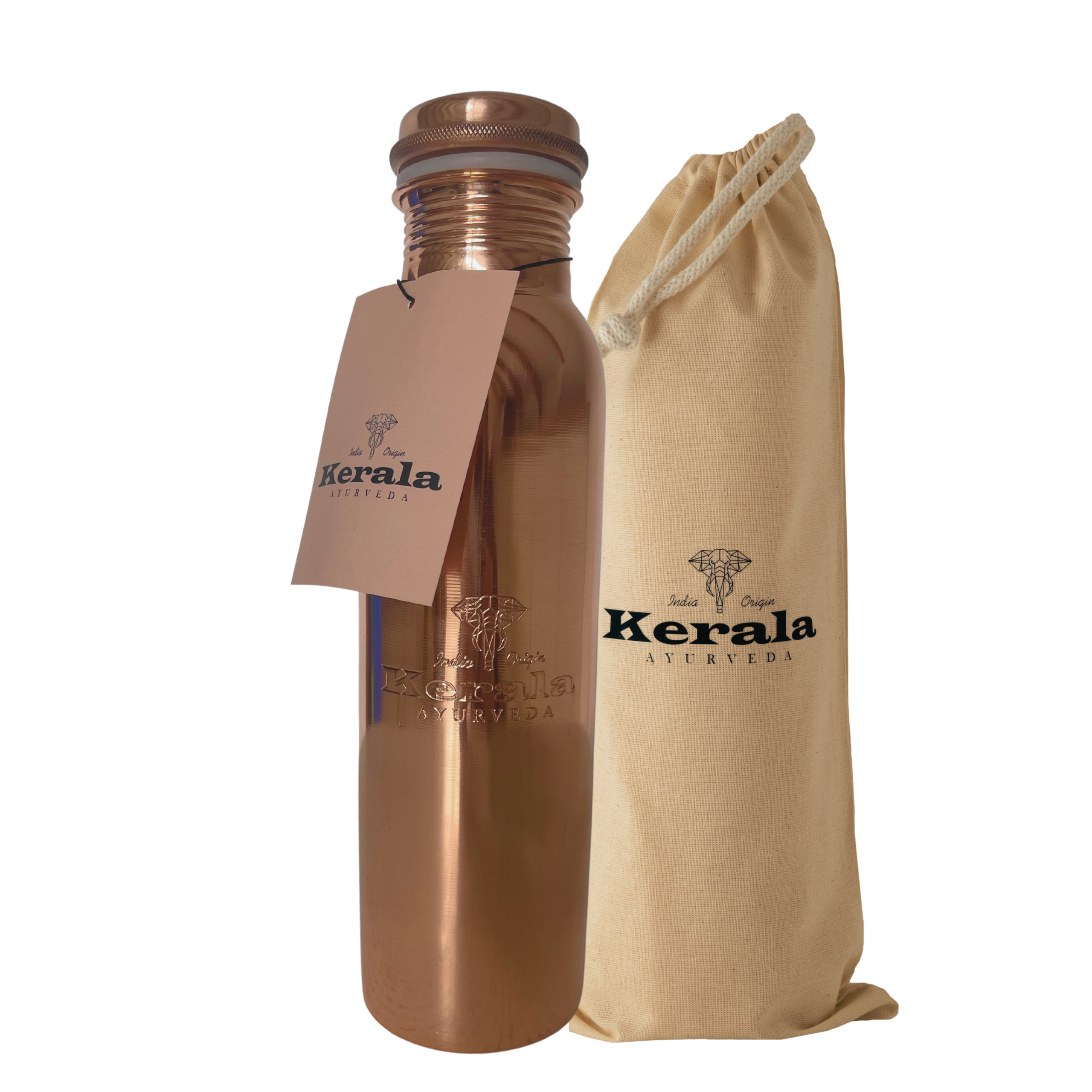 Miedziana butelka na wodę antybakteryjna grawer logo Kerala 1000ml